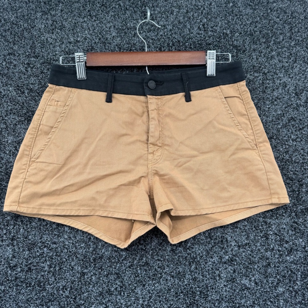 Mother Short Short Prep Twill Shorts Masque of the Black Tulip Tan Black 25